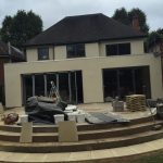 back garden view of full installation of windows and bifold door - belfry Windows
