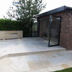 conservatory blck bifold doors graden view - belfry Windows