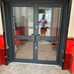 door installation after - belfry Windows
