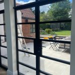 double door installation looking outside - belfry Windows