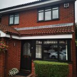 front view of houses new black windows and doors - belfry Windows